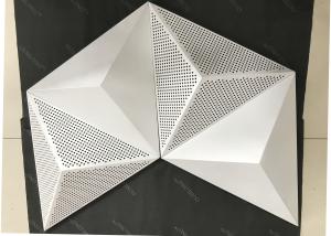 China Powder Coat Pearl White Commercial Ceiling Tiles , 3D Triangle Clip Floating Ceiling Tiles on sale