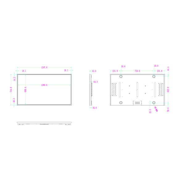 High Tni Industrial 110 Degree 55 Inch LCD Panel 3000nits Open Frame Display 1920x1080 2K HD