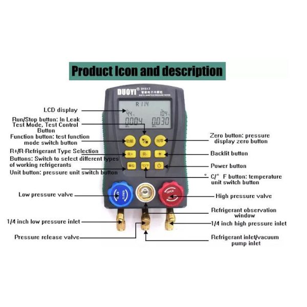 DY517 Digital Manifold Pressure Gauge Tester 0 Kpa To 6000 Kpa