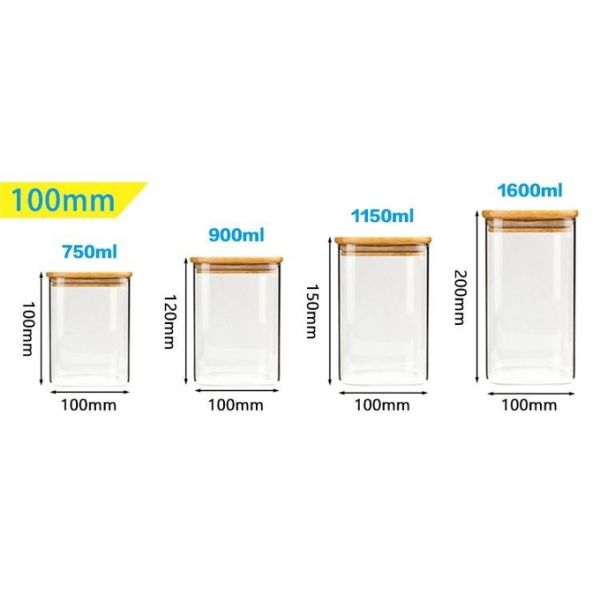 High Borosilicate Glass Jars 300ml Kitchen Canisters With Pantry Cork Lid