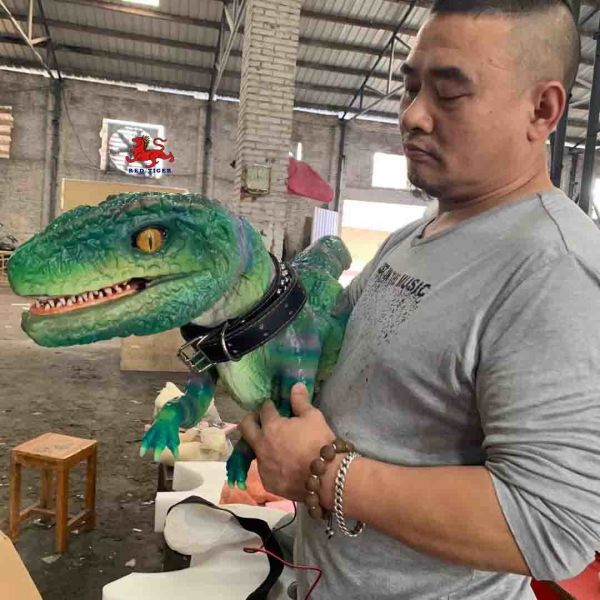 Museum Dino Hand Puppet / Realistic Baby Dinosaur Puppet RoHS Certified