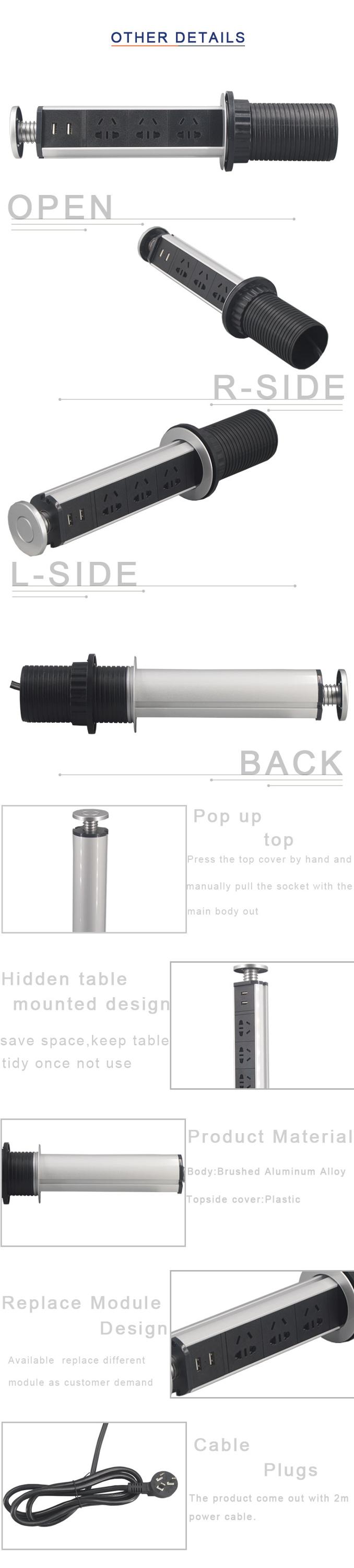 Electric Plugs and Socket for Kitchen Worktop/Tabletop Connection Box