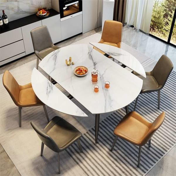 Quality Customized Luxury Round Extendable Dining Table With Chairs for sale