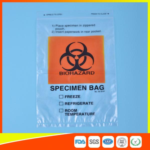 Quality Reclosable Biohazard Specimen Transport Bags with Destroyable Biohazard Symbol for sale