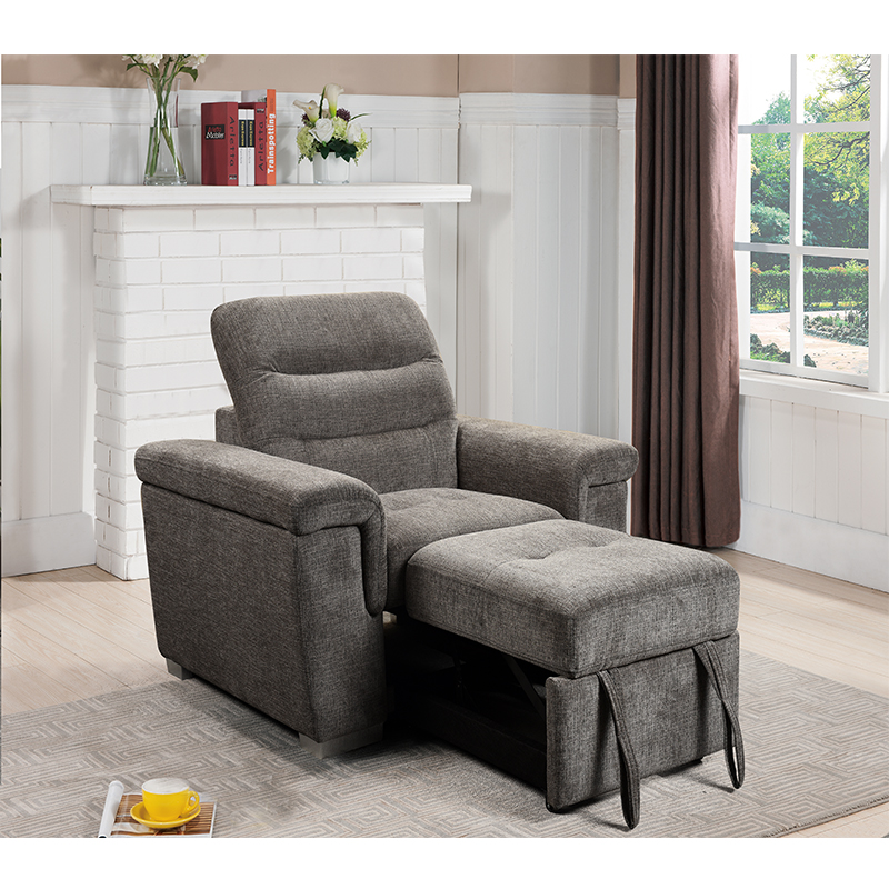 Headrest Adjustable Grey noon break office Convertible chair with pull out bed single sofa chair Foam Lounge Chair