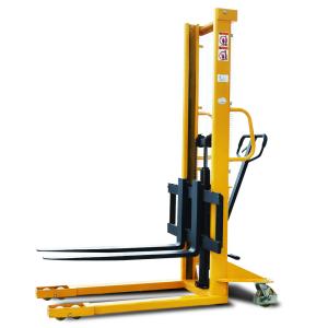 China Channel Steel 1100mm Fork 1.6m Straddle Manual Pallet Stacker on sale