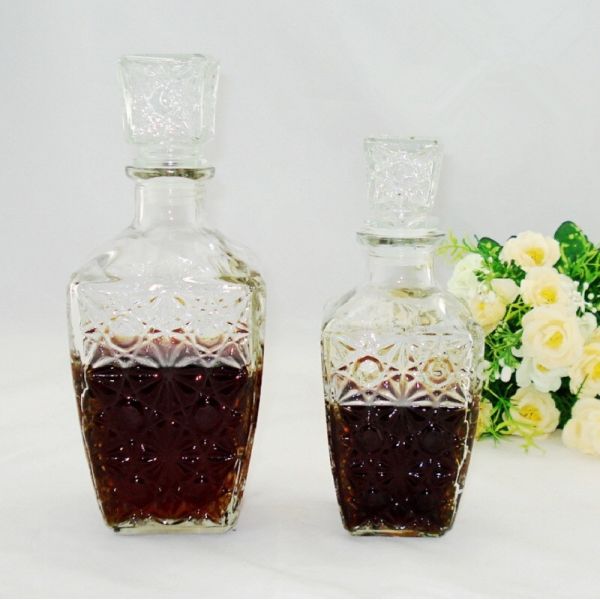 fancy empty glass wine bottle