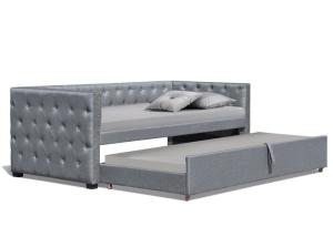 Fabric Upholstered Trundle Daybed With Bronze Stud Single Plywood