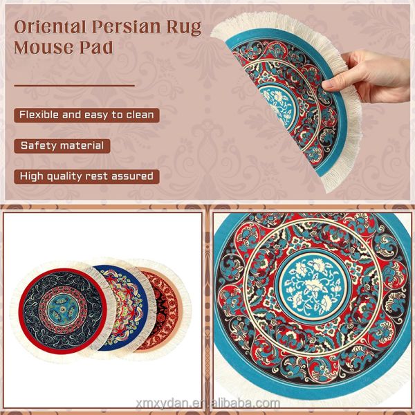 Customizable 270 X 180mm Muslim Arabian Persian Round Woven Rug Carpet Decor Mouse Pad