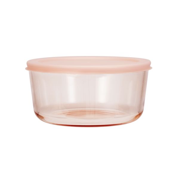 Pink Color Sprayed Glass Food Container with PE Lid