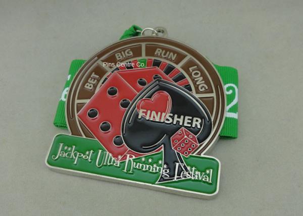 Quality Die Stamped Soft Enamel Medals Customized Ribbon For Sporting Running Awards for sale
