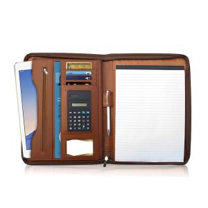 China Zip Closure Business Portfolio Organizer Premium Water Resistant PU Leather Made on sale