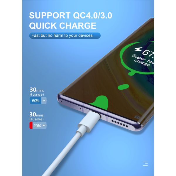 3 Feet White 5A Type A To Type C Cable For Huawei Samsung Xiaomi