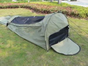 Buy cheap Canvas Famliy 2 Man Swag Tent , YKK Zipper Swag Bag Tent With Aluminum Pole product