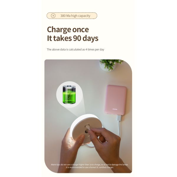 Bedside Motion Sensor LED Light 4100K Usb Charged Night Light