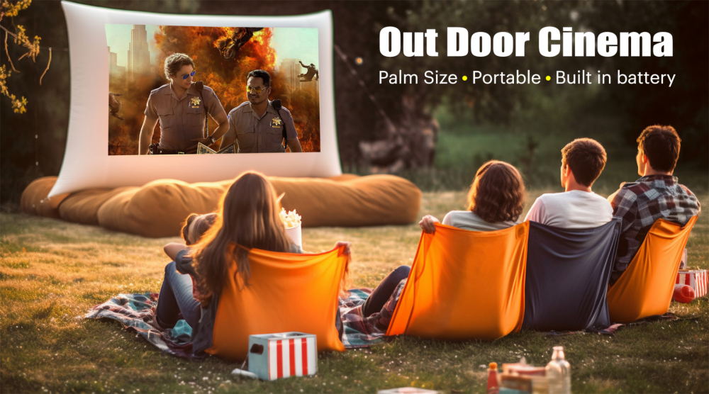 FLYIN M2 mini square DLP projector portable with built-in battery 4K outdoor camping proyector 1