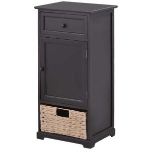 China Retro Style Black 15.7”W Livingroom End Table With Paper Rope Basket on sale