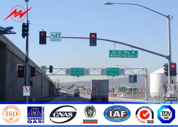 Quality 4m Seaside Freeway Traffic Sign Polyester Traffic Light Pole With Double Bracket for sale