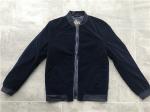 Mens Ink Velour Padded Bomber Jacket With Rib Trim Metal Zip Through TW70198