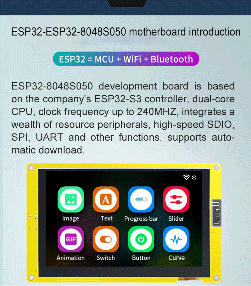 5-inch ESP32 TFT open frame touch screen display with a resolution of 800 * 480 resistive touch