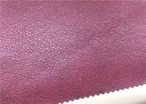 Custom PU Sofa Leather Fabric Dark Red Printed Brasion Resistant No Fading