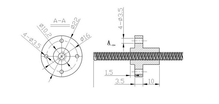 3D Printer Stainless Steel Lead Screw Assembly , Trapezoidal Screw Nut Full Tooth