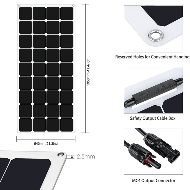 Custom Half Cell Campervan Flexible Solar Panel Kit Waterproof 12V 150W