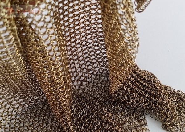 Quality Brass Color Chainmail Mesh Curtain Interior Space Decoration 0.53MM 3.81MM for sale