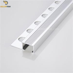 Slip Resistant Tile Edge Trim For Stairs Box Edge Shiny Silver Color