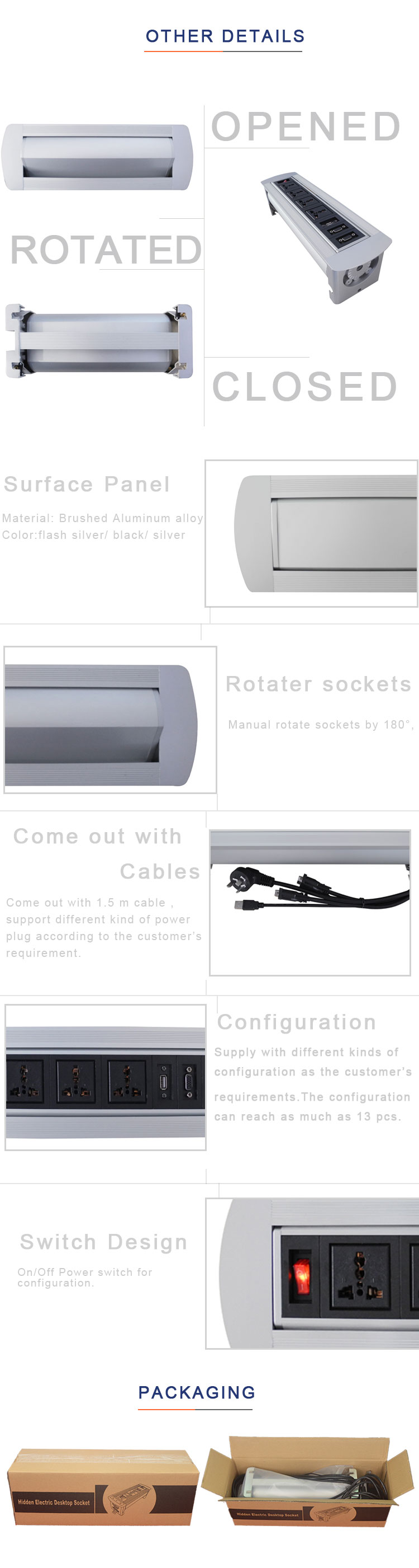 220-240V manual flip up table top socket with power data outlet