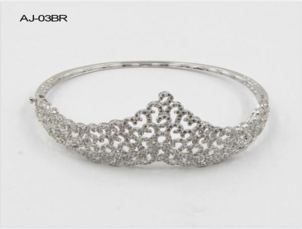 Quality CZ 925 Sterling Silver Bangles Bracelet Triangle Crown for sale