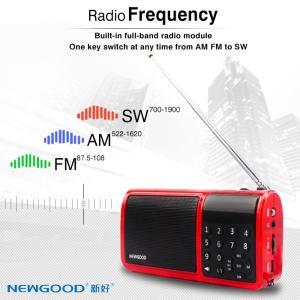 NEWGOOD full band radio playing support mini U disk bass player speaker with flashlight
