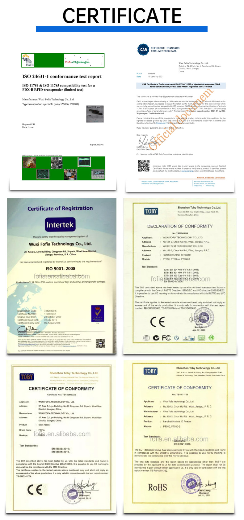 ISO Transponder Microchip 134.2KHz Pet Tracking Microchip FDX-B Animal Microchip Syringe