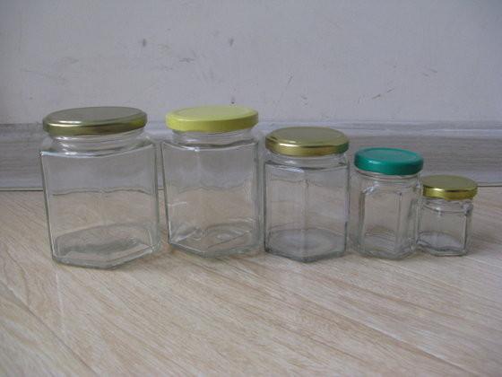 Quality 280ml clear glass jar for honey/hexagonal glass jars for sale
