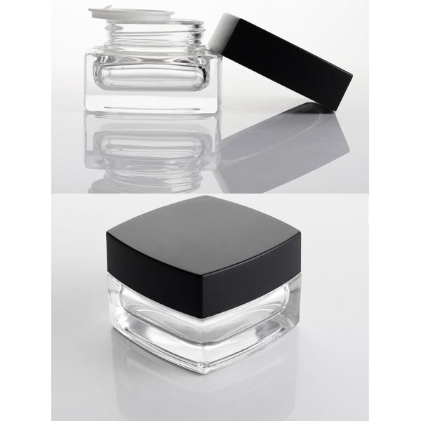 5ml Square Flat Cream Container Super Flint Glass Jar With SGS Approval