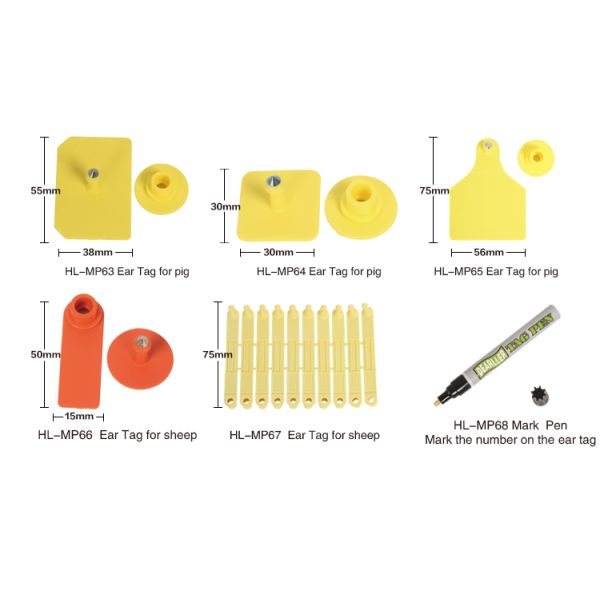 Yellow Sheep And Goat Tags / Plastic TPU Pig Ear Tag Livestock Identification