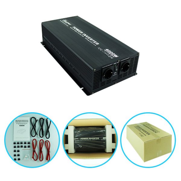 Black 4000W Modified Sine Power Inverter , Multiscene Car Power Inverter