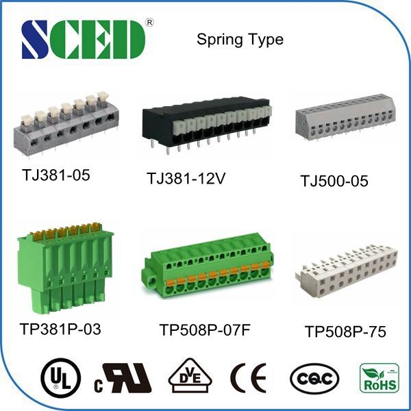 300V 16A Spring Clamp Terminal Block 3.81mm Spacing 2P – 28P Position Screwless