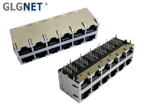 2x6 Stacked Shielded Ethernet Connector RJ45 Through Hole Surge Protection