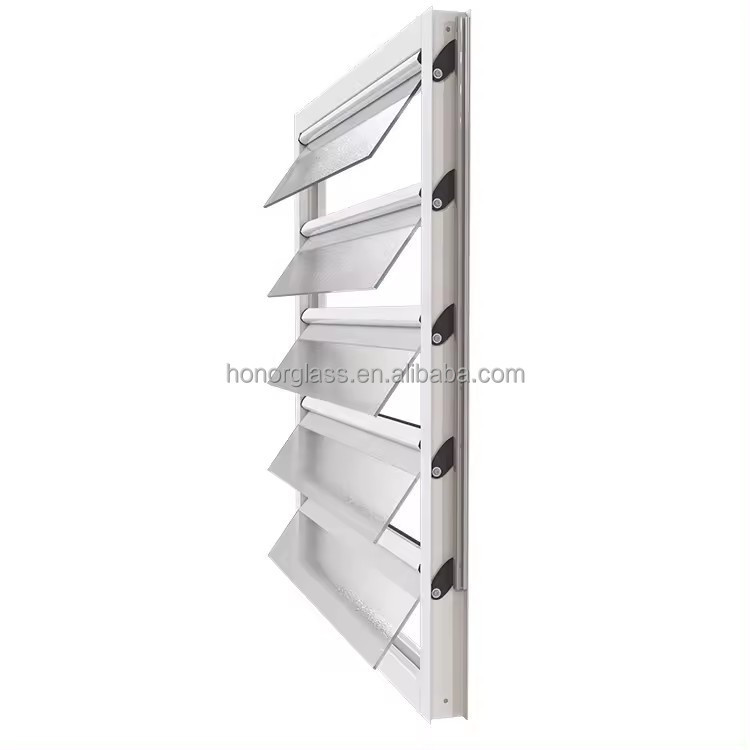 Modern Aluminum Single Glass Custom Louver Windows Adjustable Louver Windows Jalousie Windows With Fly Screen
