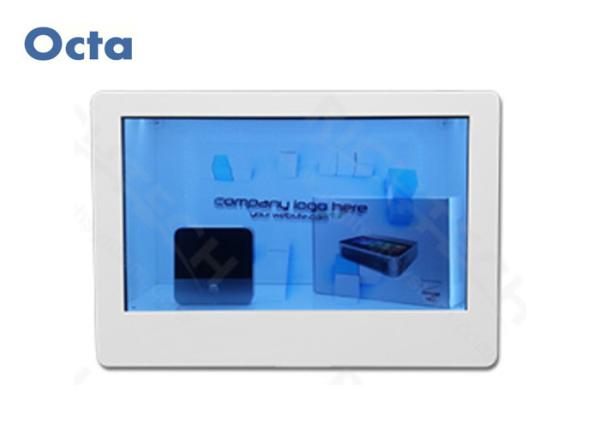 Quality 65" Transparent LCD Display Video Showcase With SD Card Tempered Glass Panel for sale