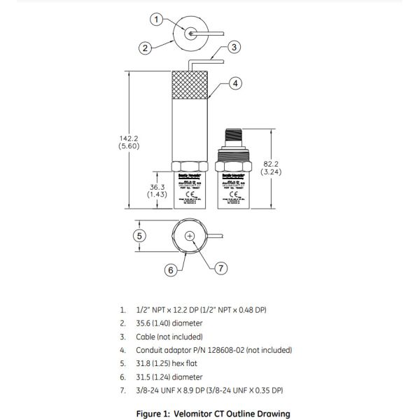 Bently Nevada 190501 CT Velomitor Velocity Transducer 190501-12-00-00