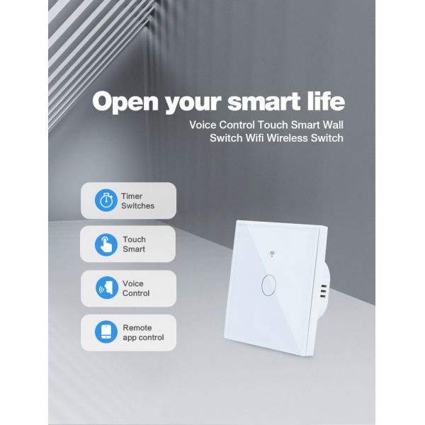 OEM ODM EU UK Standard 1gang Smart Wifi Wall Switch Waterproof For Home Automation