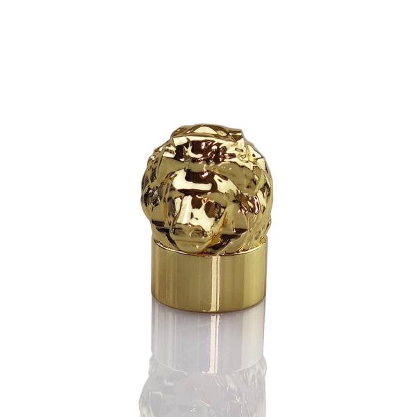 Quality Gold Decorative Zinc Alloy Lion Head Perfume Bottle Cap For Cologne Package for sale