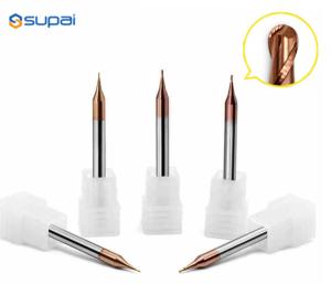 Micro Diameter 55 Corner Radius 2 Flute DLC Coating End Mill Cutter For Copper