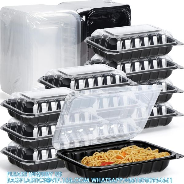 Clamshell Take Out Containers, Anti-Fog Shrink Wrap 55 Pack 6 X 6 Inch 15 Oz Meal Prep Container Microwave Free