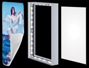 China Outdoor Double Sided LED Frameless Fabric Light Box Trade Show Free Standing on sale