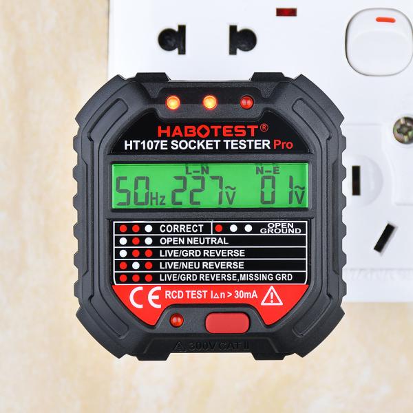 Quality Open Neutral Plug Socket Tester ,  HT107E Wall Socket Tester for sale