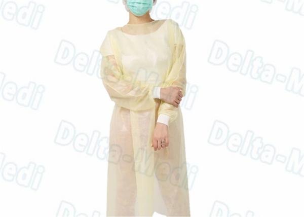 Quality Self-Extinguishing Fabric Disposable Isolation Gown With Knitted Cuffs for sale