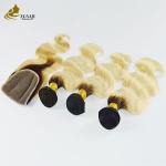 Colored Ombre Weft Hair Extensions Curly Ponytail Extension 1B Body Wave